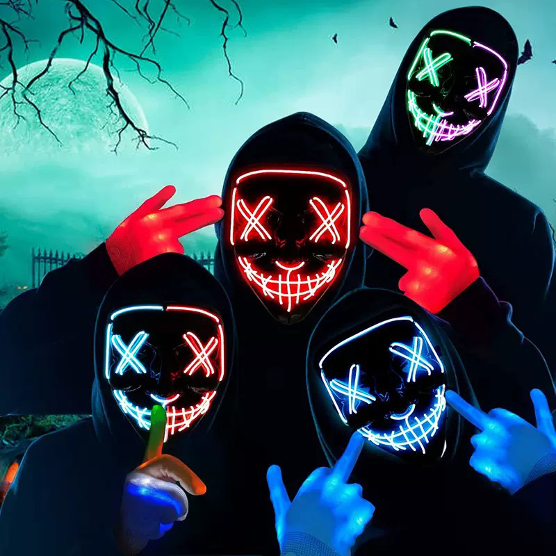 Wireless Neon Luminous Purge M - Led Purge Mask Halloween ulasan dan harga