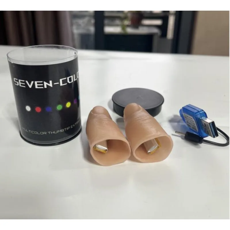 Seven Colors LED Light Thumb T - Thumb Tip Magic Trick Set ulasan dan harga