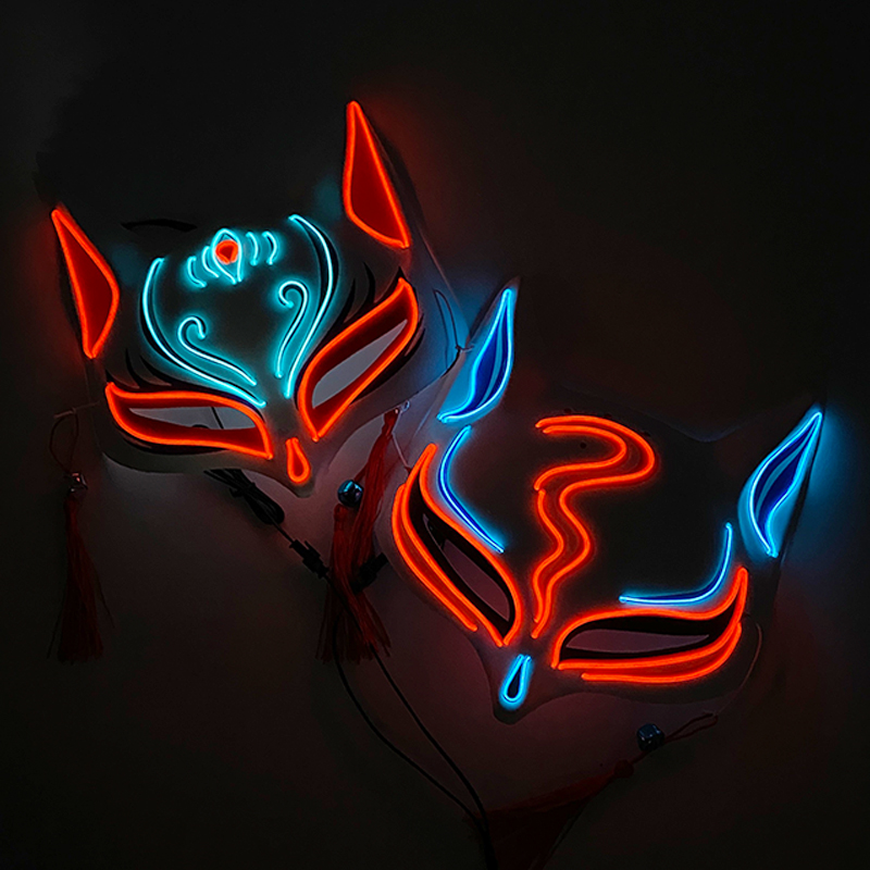 Horror Halloween Neon Mask Clo - Led Purge Mask Halloween ulasan dan harga